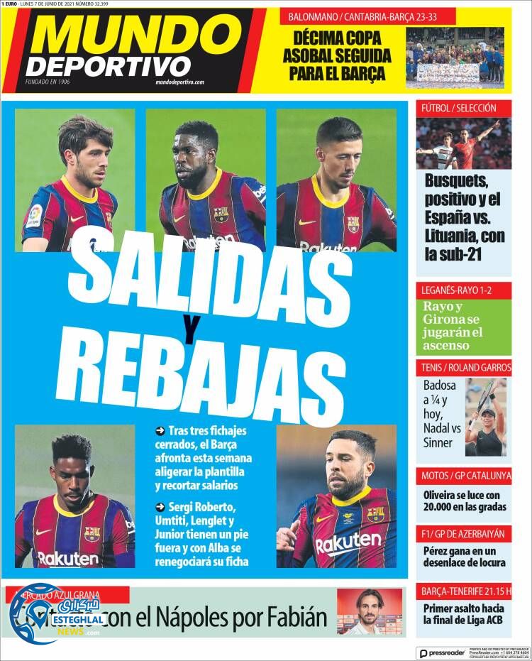 روزنامه ورزشی موندو دپورتیوو دوشنبه 17 خرداد 1400