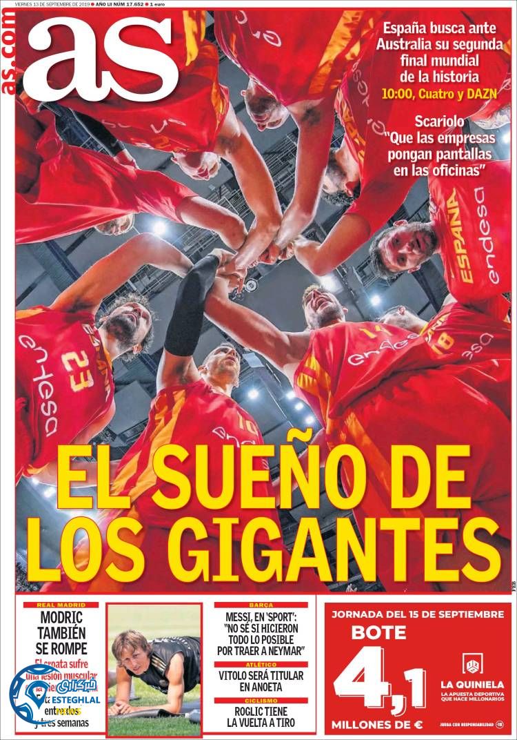 روزنامه ورزشی آاس جمعه 22 شهریور 1398