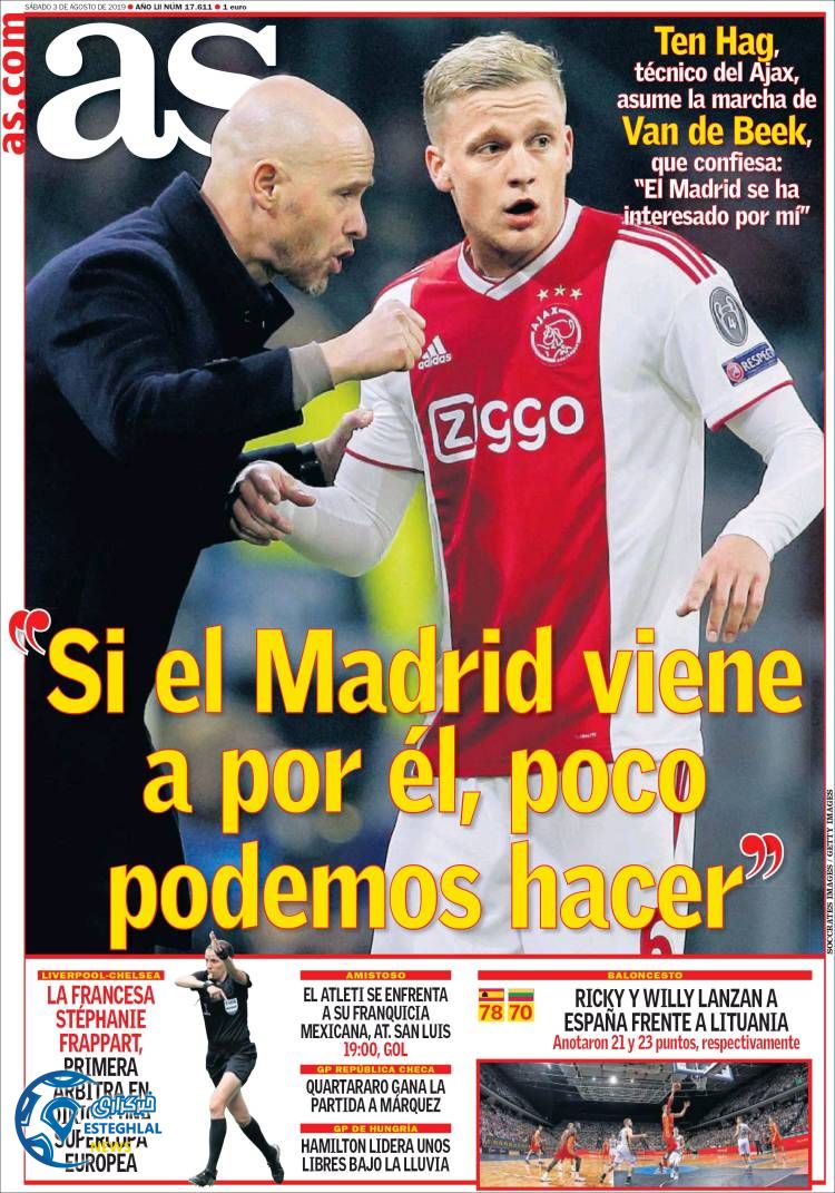 روزنامه ورزشی آاس شنبه 12 مرداد 1398