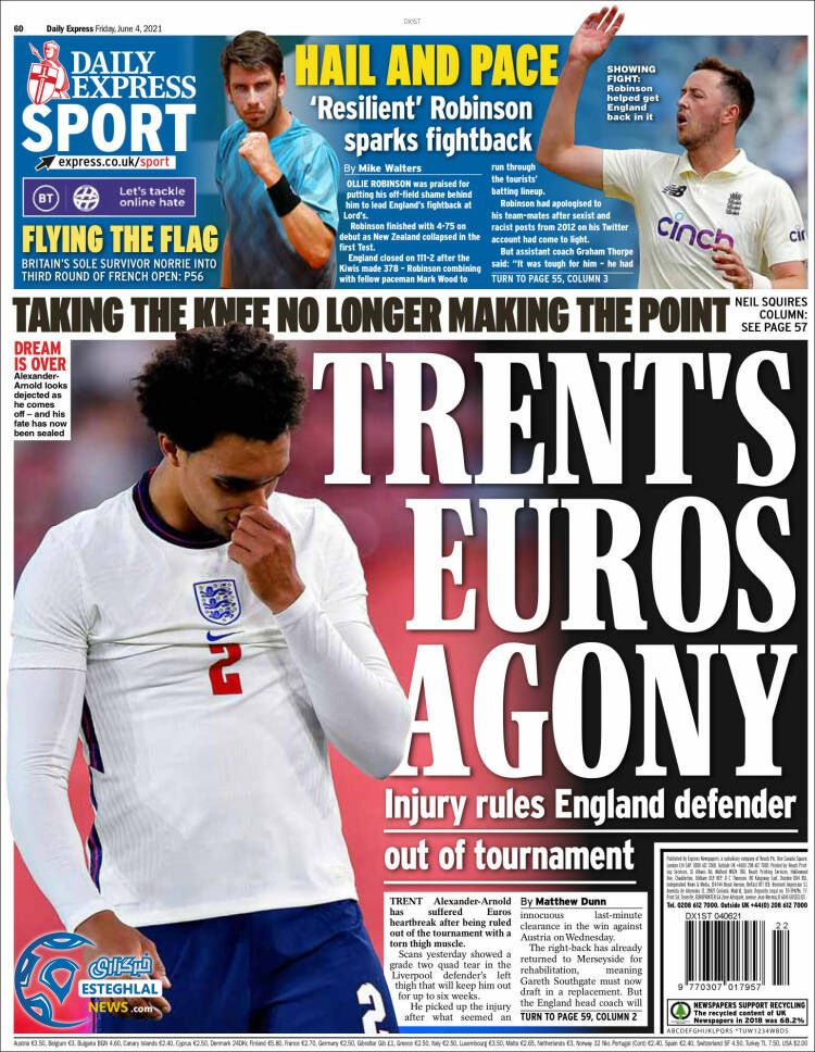 روزنامه ورزشی اکسپرس اسپورت جمعه 14 خرداد 1400