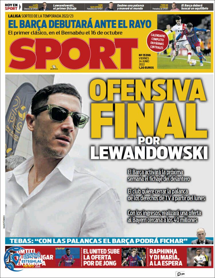 روزنامه ورزشی اسپورت جمعه 3 تیر 1401