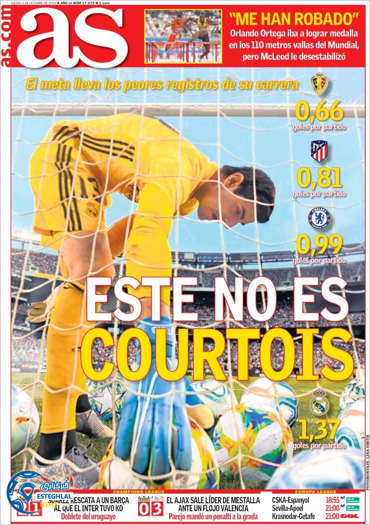 روزنامه ورزشی آاس پنجشنبه 11 مهر 1398