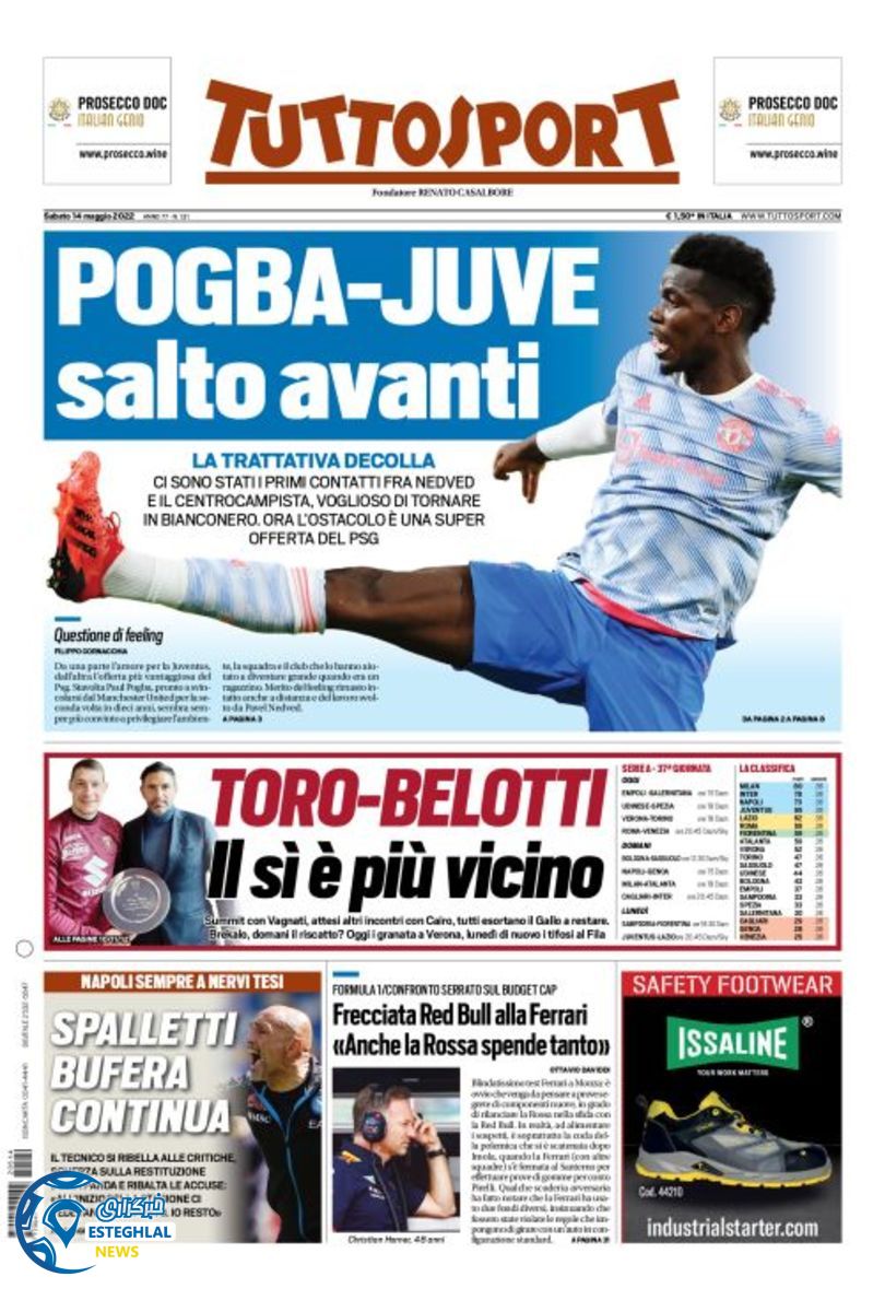 روزنامه ورزشی توتو اسپورت شنبه 24 اردیبهشت 1401