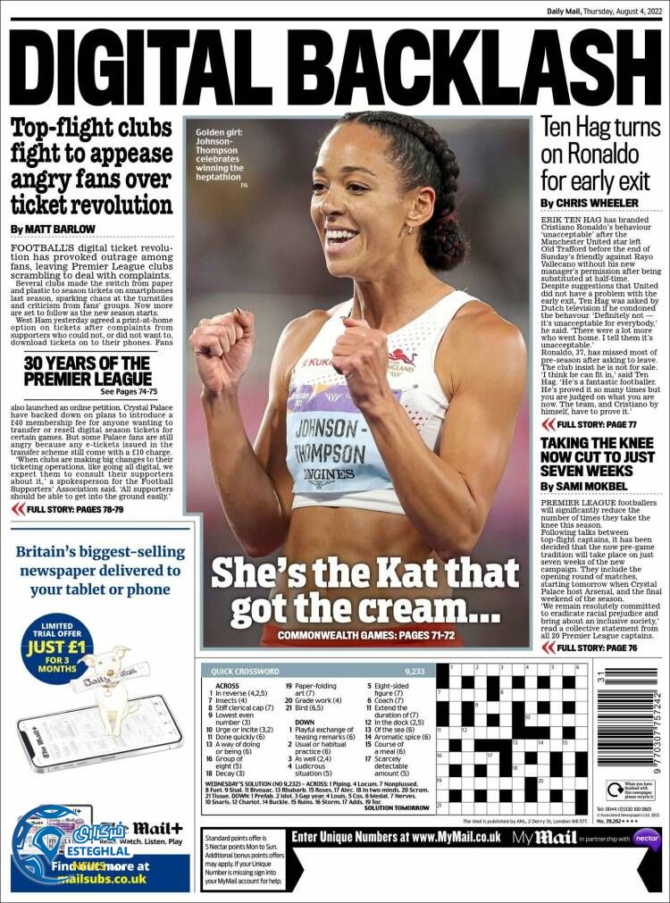 روزنامه ورزشی مایل اسپورت پنجشنبه 13 مرداد 1401 