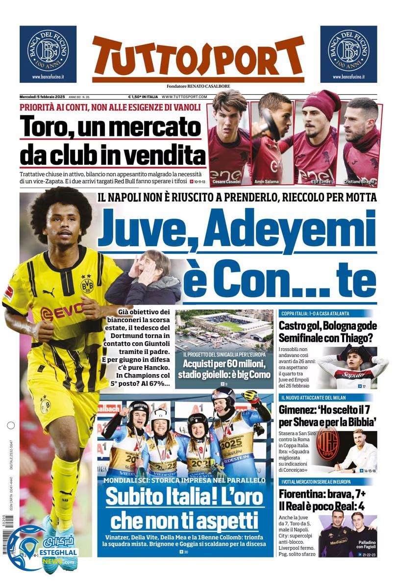 روزنامه  ورزشی توتو اسپورت چهارشنبه 17 بهمن 1403 