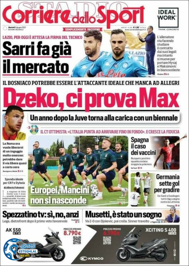 روزنامه ورزشی کوریره دلو اسپورت سه شنبه 18 خرداد 1400