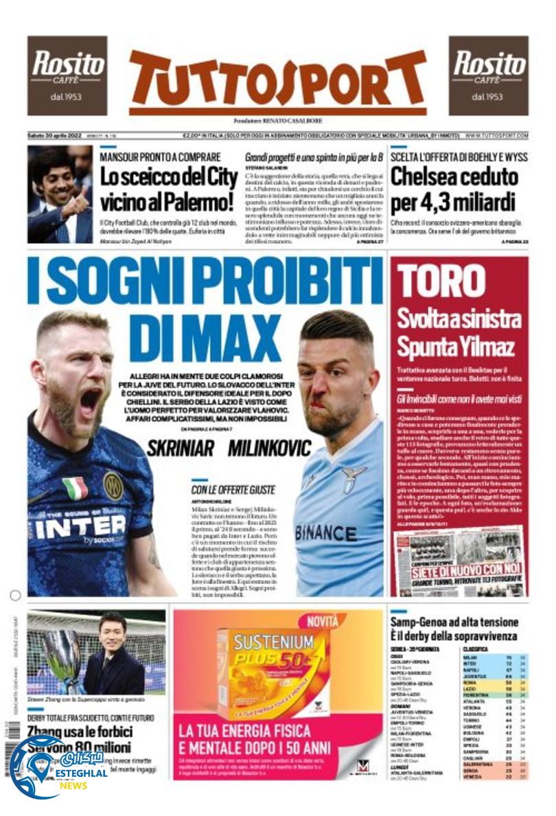 روزنامه ورزشی توتو اسپورت شنبه 10 اردیبهشت 1401