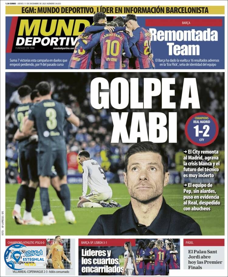 روزنامه  ورزشی موندو دپورتیوو پنجشنبه 20 آذر 1404 