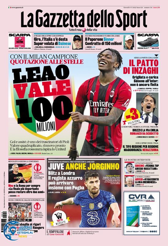 روزنامه ورزشی گاتزتا دلو اسپورت پنجشنبه 29 اردیبهشت 1401