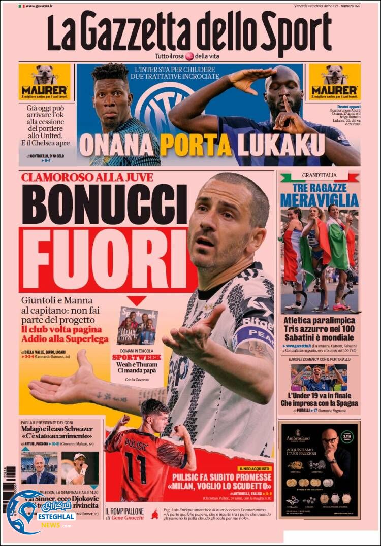 روزنامه ورزشی گاتزتا دلو اسپورت جمعه 23 تیر 1402 