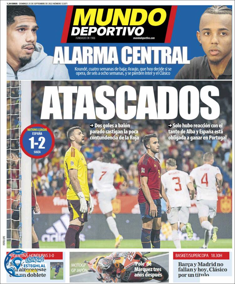 روزنامه ورزشی موندو دپورتیوو یکشنبه 3 مهر 1401