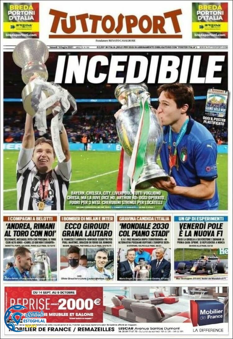 روزنامه ورزشی توتو اسپورت جمعه 25 تیر 1400