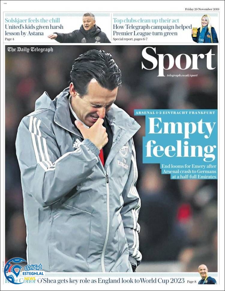 روزنامه ورزشی تلگراف اسپورت جمعه 8 آذر 1398