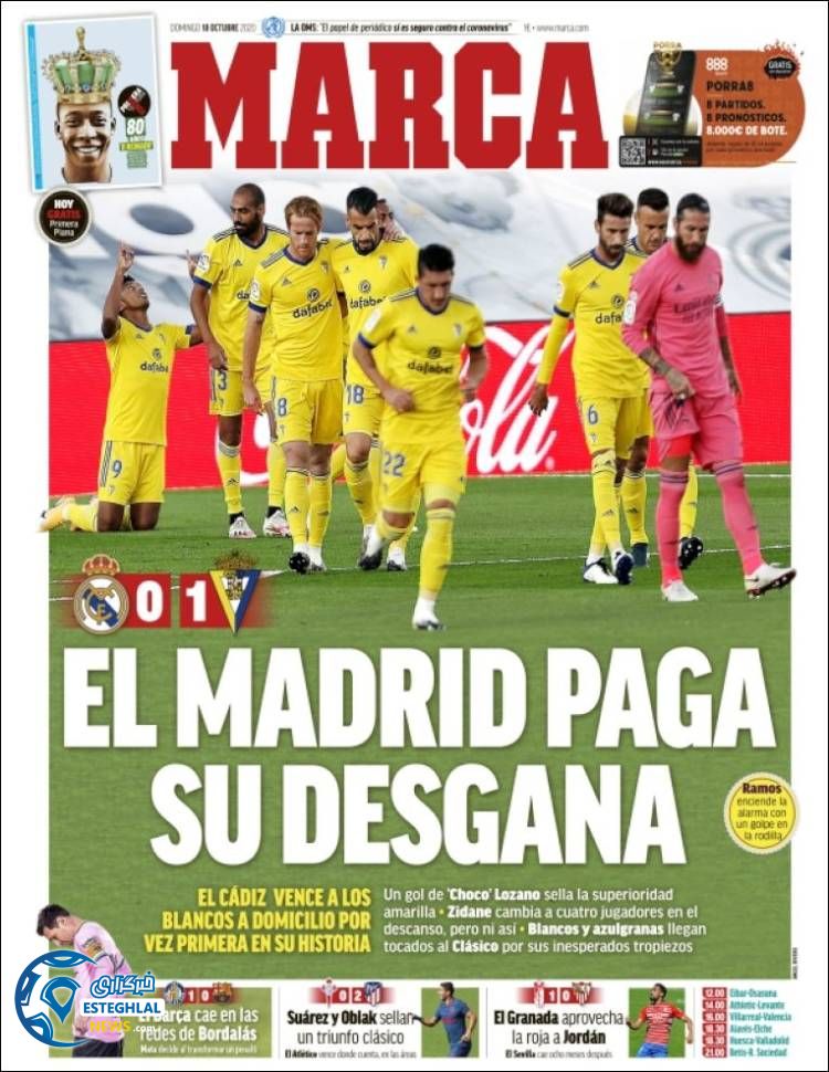 روزنامه ورزشی مارکا یکشنبه 27 مهر 1399