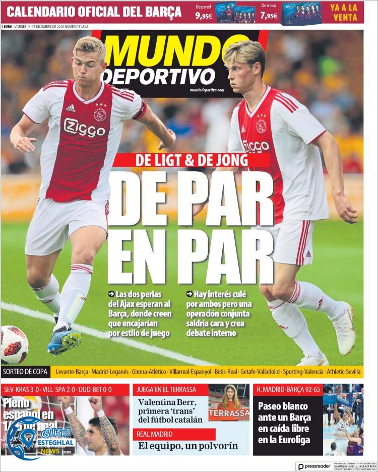 روزنامه ورزشی موندو دپورتیوو جمعه 23 آذر 1397