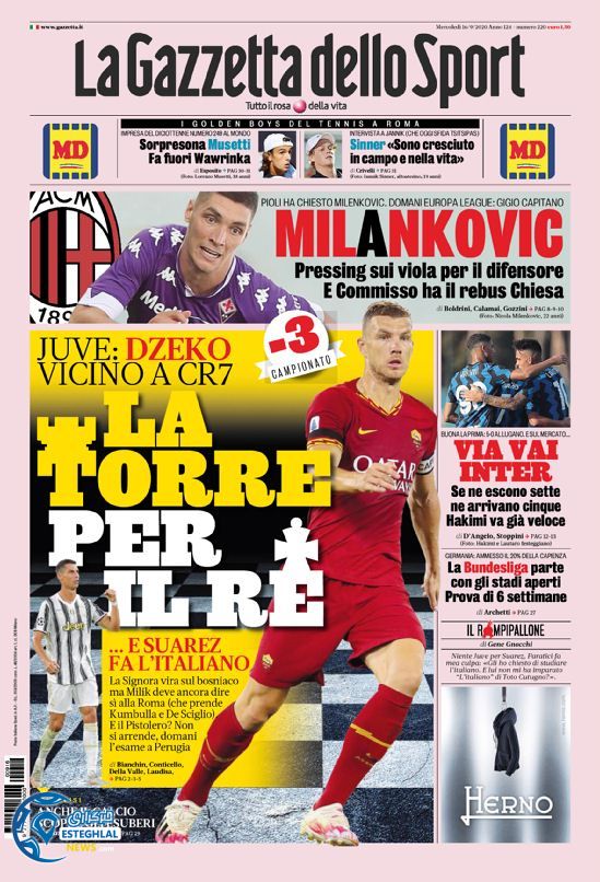 روزنامه ورزشی گاتزتا دلو اسپورت چهارشنبه 26 شهریور 1399