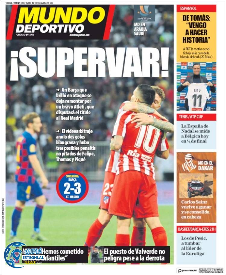 روزنامه ورزشی موندو دپورتیوو جمعه 20 دی 1398