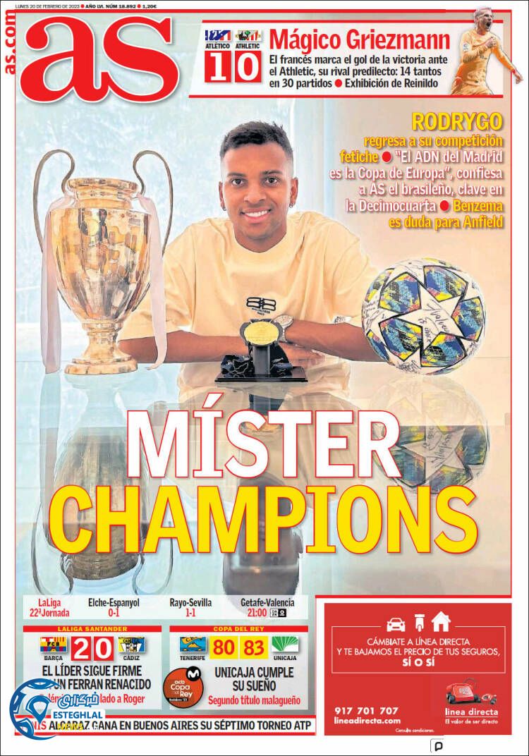 روزنامه ورزشی آ اس دوشنبه 1 اسفند 1401 