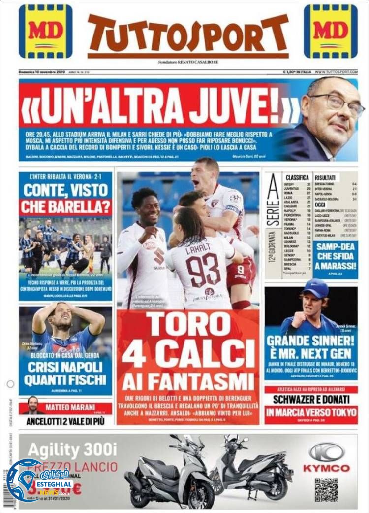 روزنامه ورزشی توتو اسپورت یکشنبه 19 آبان 1398