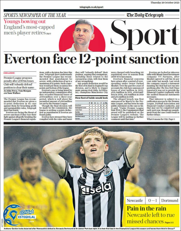 روزنامه ورزشی تلگراف اسپورت پنجشنبه 4 آبان 1402