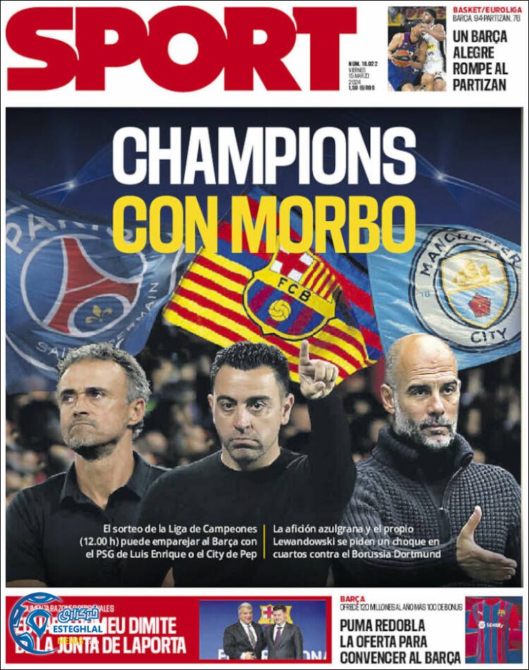 روزنامه ورزشی اسپورت جمعه 25 اسفند 1402 