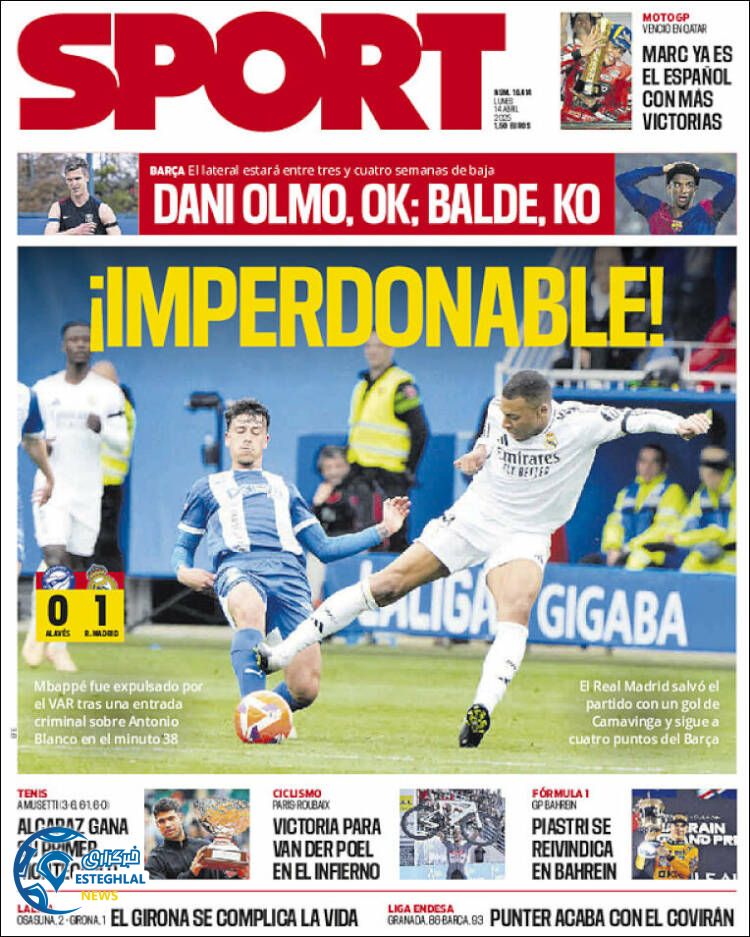 روزنامه ورزشی اسپورت دوشنبه 25 فروردین 1404 