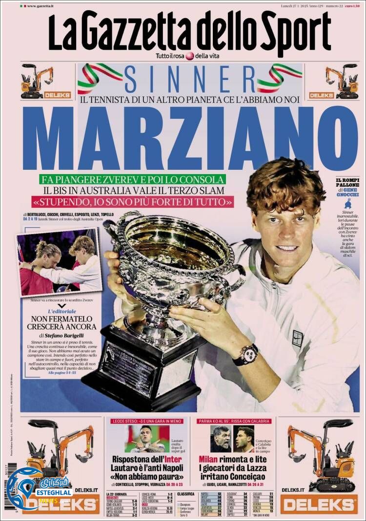 روزنامه ورزشی گلتزتا دلو اسپورت دوشنبه 8 بهمن 1403 