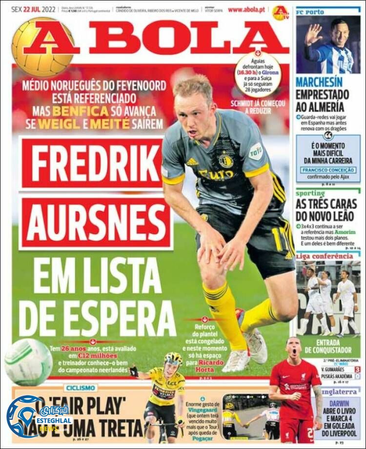 روزنامه ورزشی آبولا جمعه 31 تیر 1401