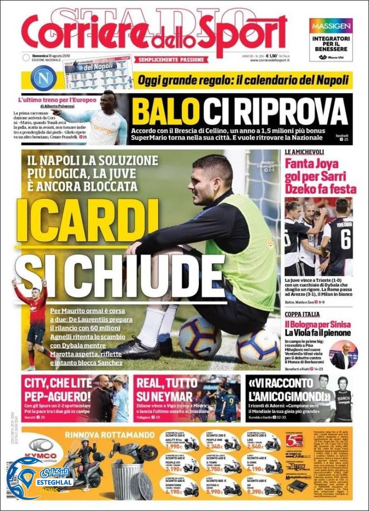 روزنامه ورزشی کوریره دلو اسپورت یکشنبه 27 مرداد 1398