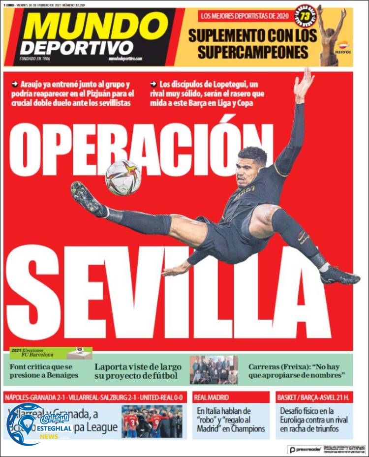 روزنامه ورزشی موندو دپورتیوو جمعه 8 اسفند 1399