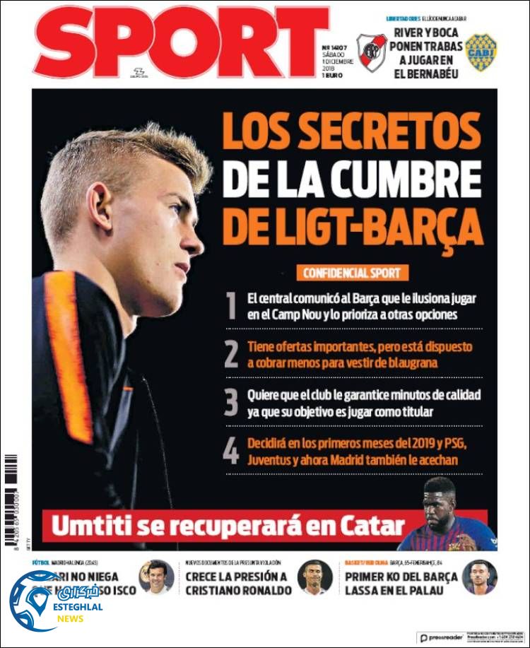 روزنامه ورزشی اسپورت شنبه 10 آذر 1397