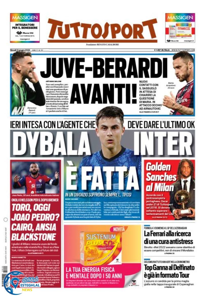 روزنامه ورزشی توتو اسپورت پنجشنبه 19 خرداد 1401