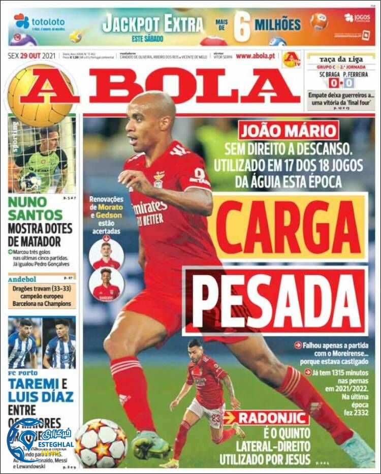 روزنامه ورزشی آبولا جمعه 7 آبان 1400