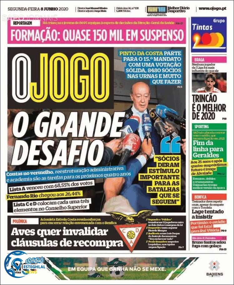 روزنامه ورزشی جوگو دوشنبه 19 خرداد 1399