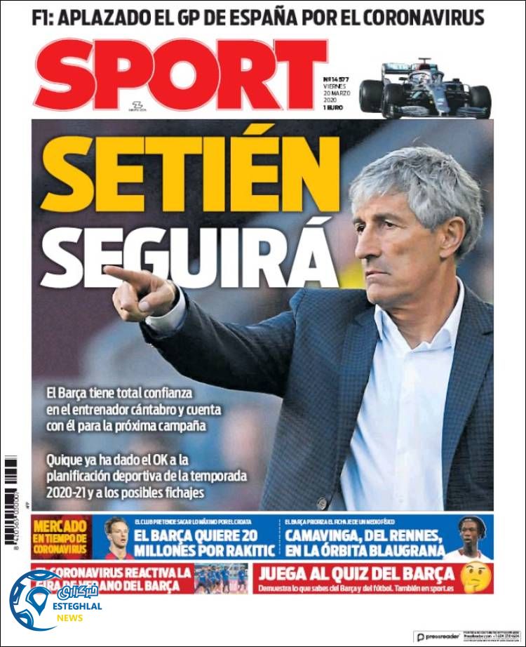 روزنامه ورزشی اسپورت جمعه 1 فروردین 1399