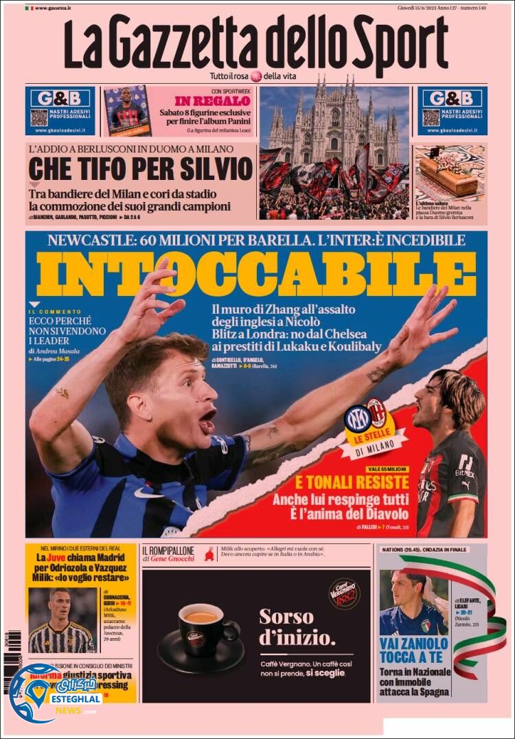 روزنامه ورزشی گاتزتا دلو اسپورت پنجشنبه 25 خرداد 1402 