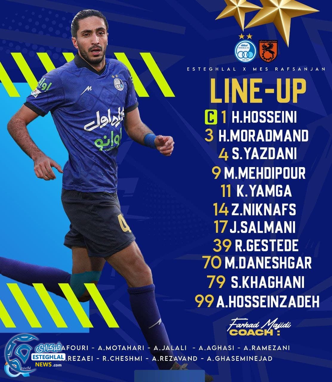 ترکیب استقلال مقابل مس رفسنجان