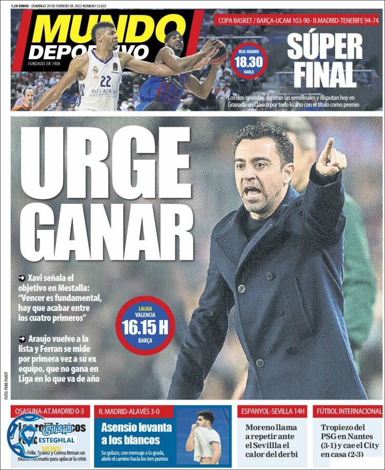 روزنامه ورزشی موندو دپورتیوو یکشنبه 1 اسفند 1400