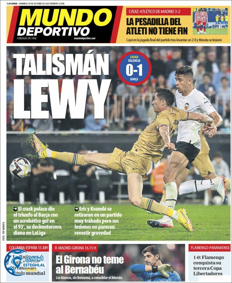 روزنامه ورزشی موندو دپورتیوو یکشنبه 8 آبان 1401 