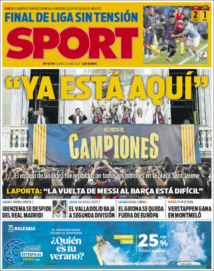 روزنامه ورزشی اسپورت دوشنبه 15 خرداد 1402 