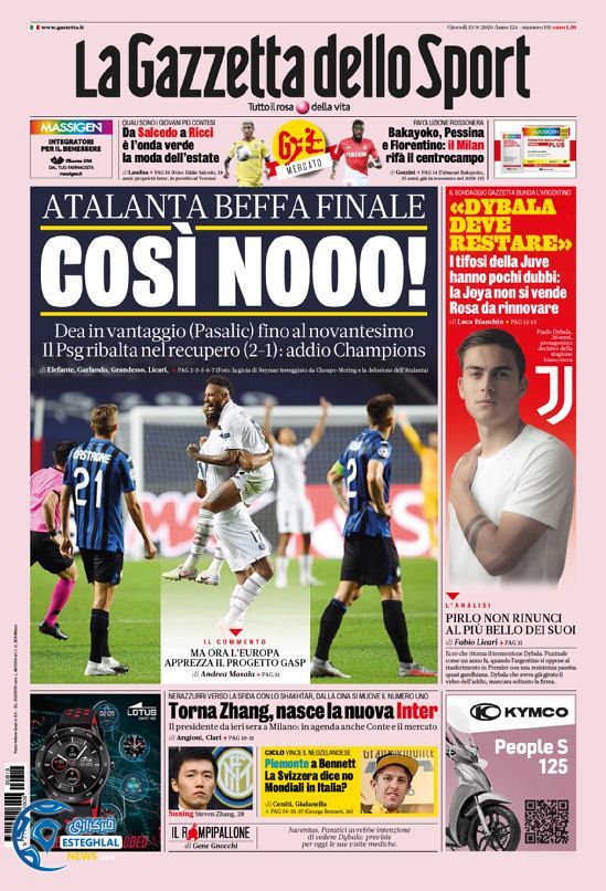 روزنامه ورزشی گاتزتا دلو اسپورت پنجشنبه 23 مرداد 1399