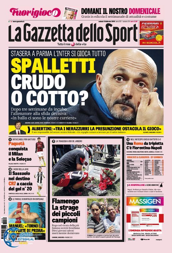 روزنامه ورزشی گاتزتا دلو اسپورت شنبه 20 بهمن 1397