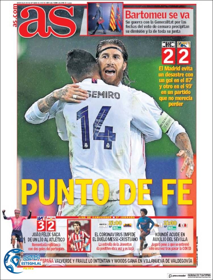 روزنامه ورزشی آاس چهارشنبه 7 آبان 1399