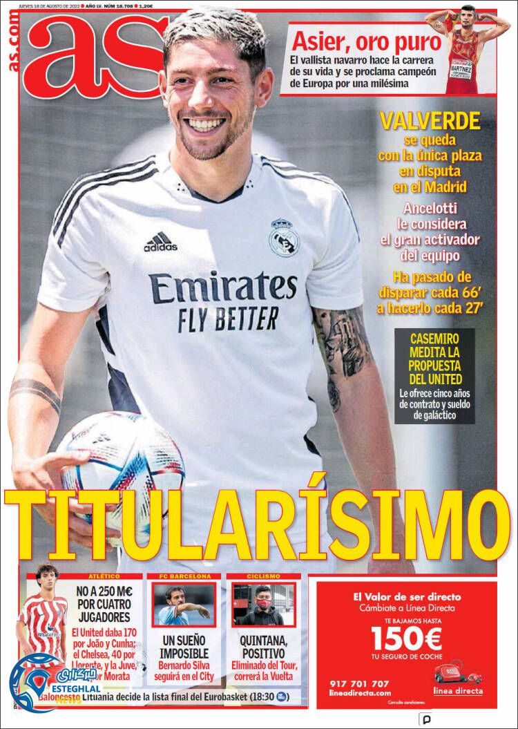 روزنامه ورزشی آ اس پنجشنبه 27 مرداد 1401