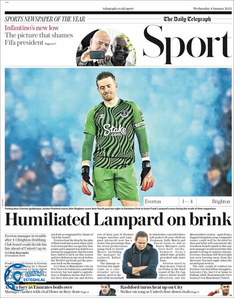 روزنامه  ورزشی تلگراف اسپورت چهارشنبه 14 دی 1401