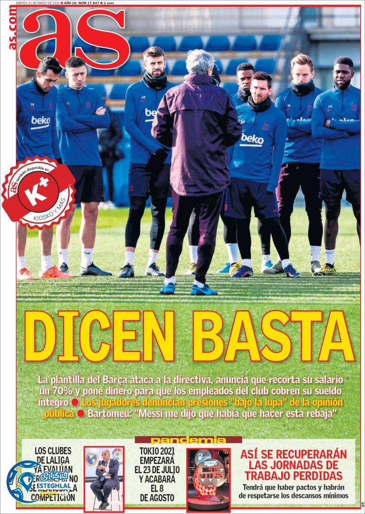 روزنامه ورزشی آاس سه شنبه 12 فروردین 1399