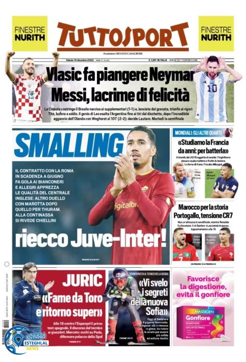 روزنامه ورزشی توتو اسپورت شنبه 19 آذر 1401