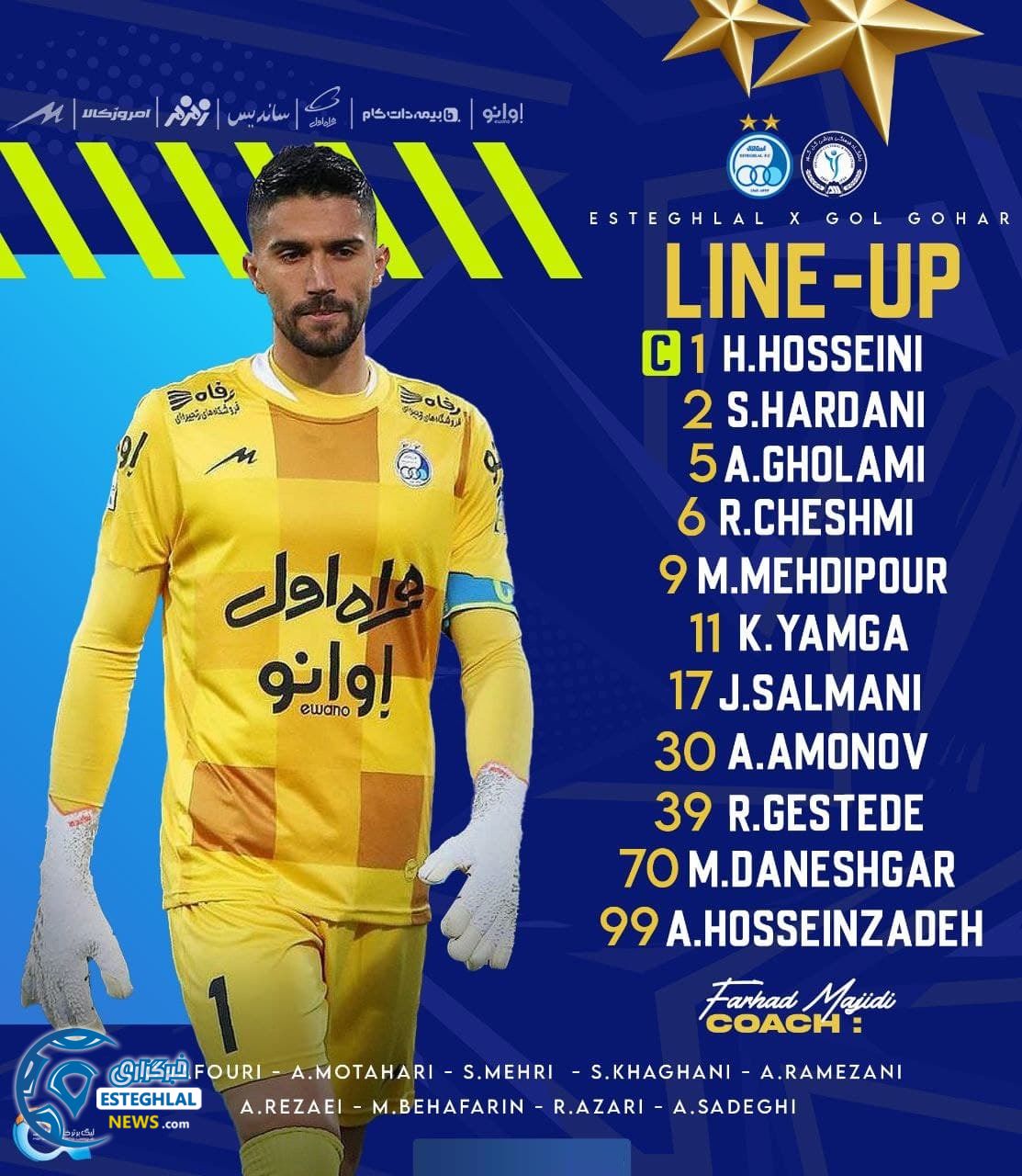 ترکیب استقلال مقابل گل گهر