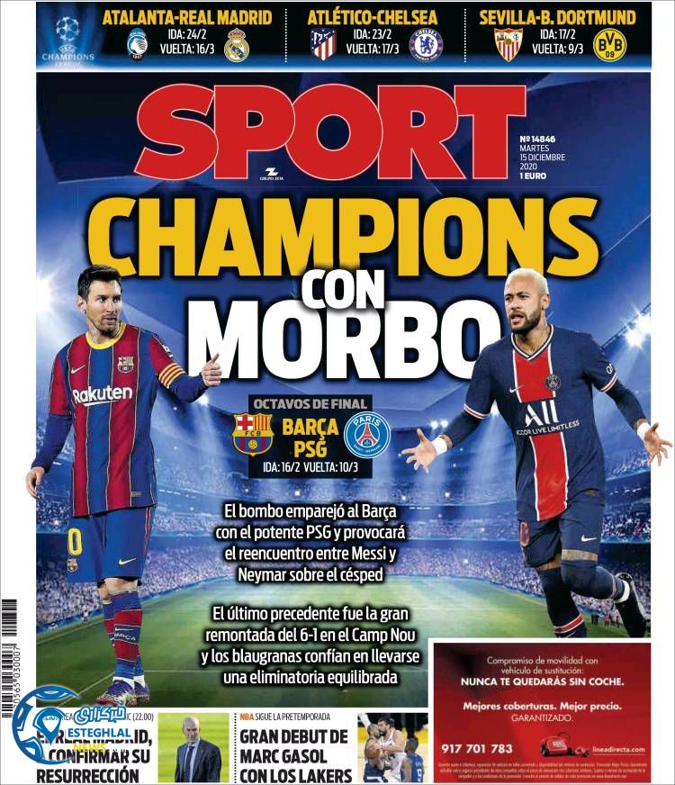 روزنامه ورزشی اسپورت سه شنبه 25 آذر 1399