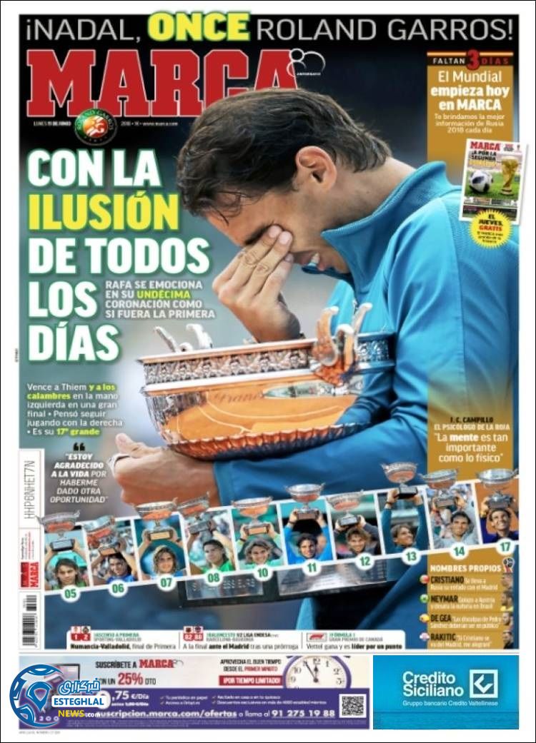 روزنامه مارکا دوشنبه 21 خرداد 1397